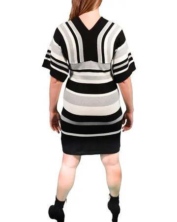 Black Stripe Sweater Dress in Multi