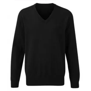 Black V-Neck Knitted Jumper