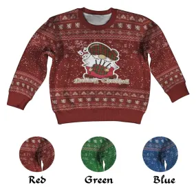 Blackstock Clan Christmas Kid Ugly Sweater with Gnome Playing Bagpipes