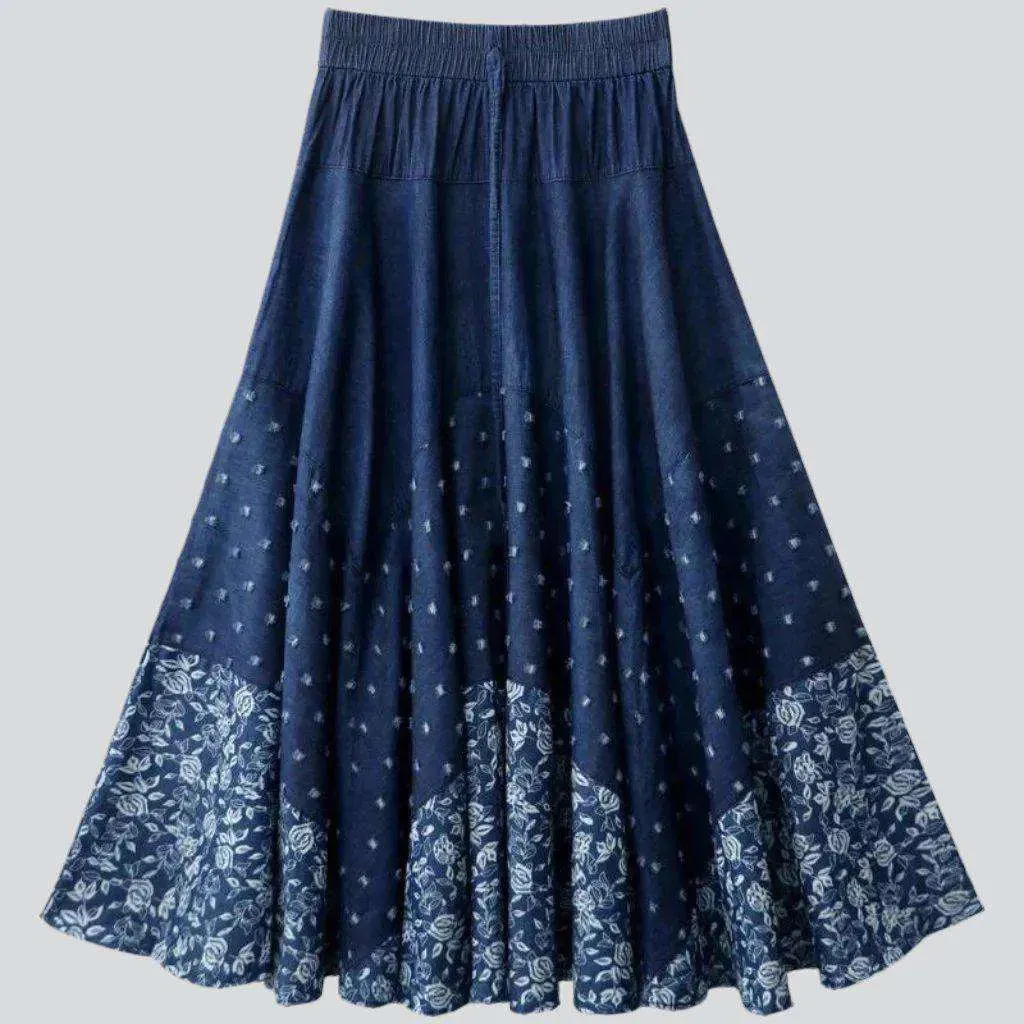 Bohemian dark maxi denim skirt