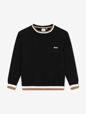 BOSS Boys Knitted Logo Jumper in Black