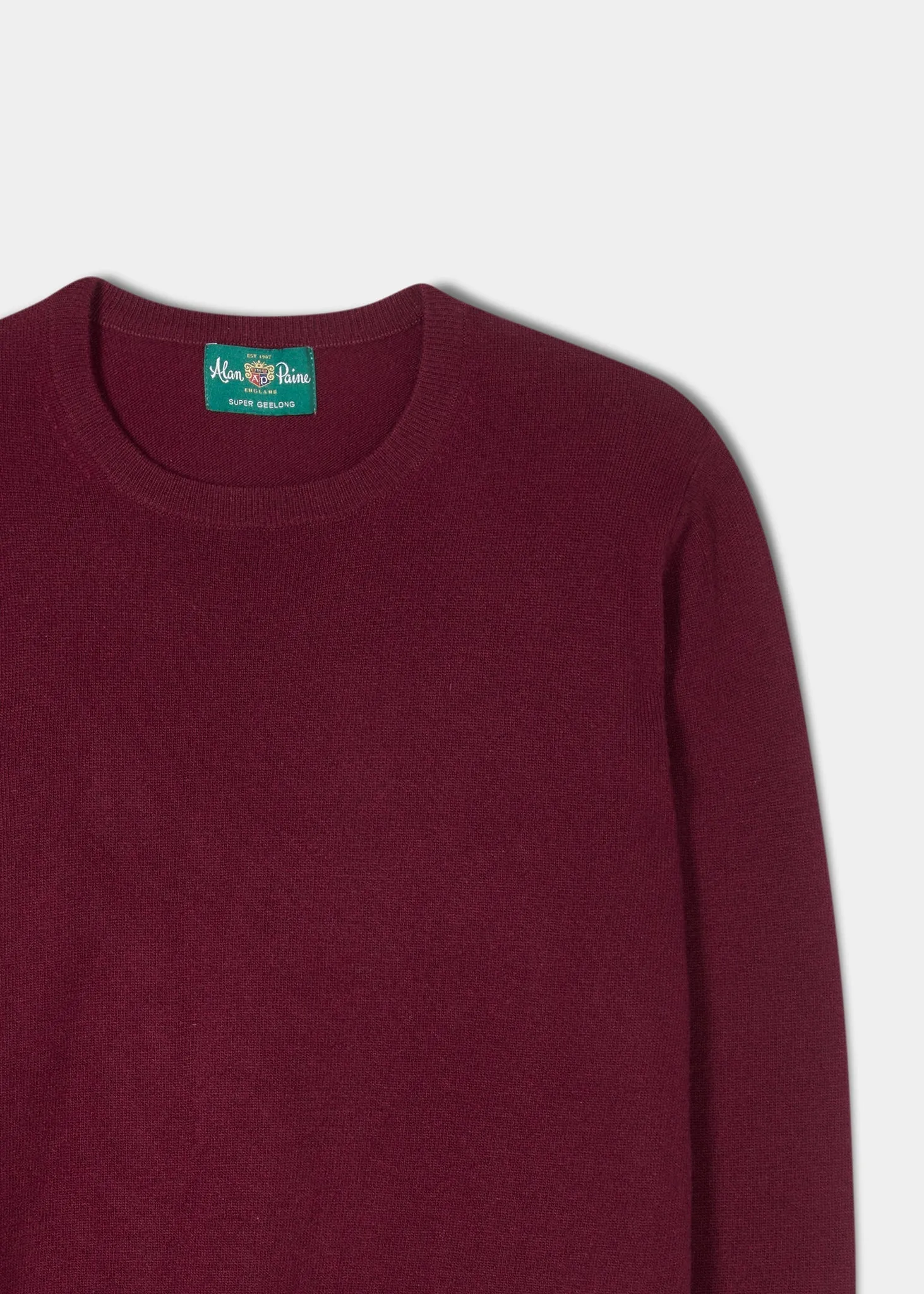 Brisbane Geelong Wool Jumper in Claret - Regular Fit