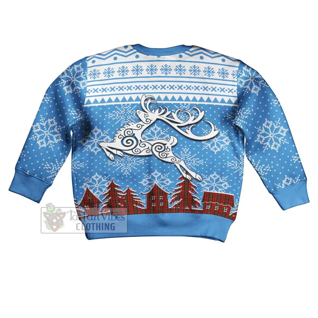 Brodie Clan Christmas Kid Ugly Sweater with Tartan and Celtic Reindeer Style