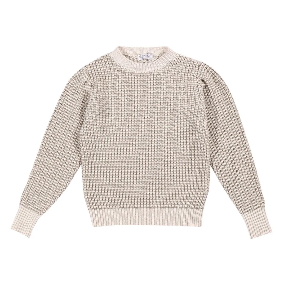 Brunello Cucinelli Kids Metallic Striped Crewneck Knit Jumper