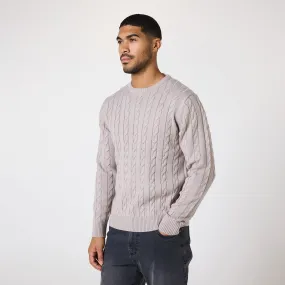 Cable Knit Crewneck Jumper | Sand