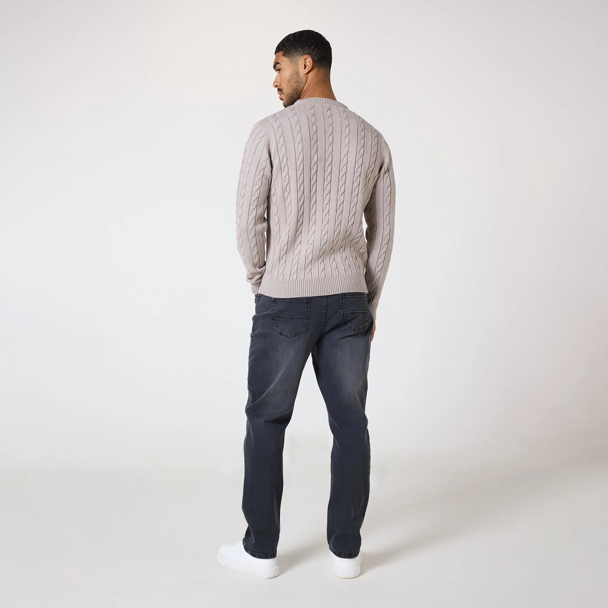 Cable Knit Crewneck Jumper | Sand