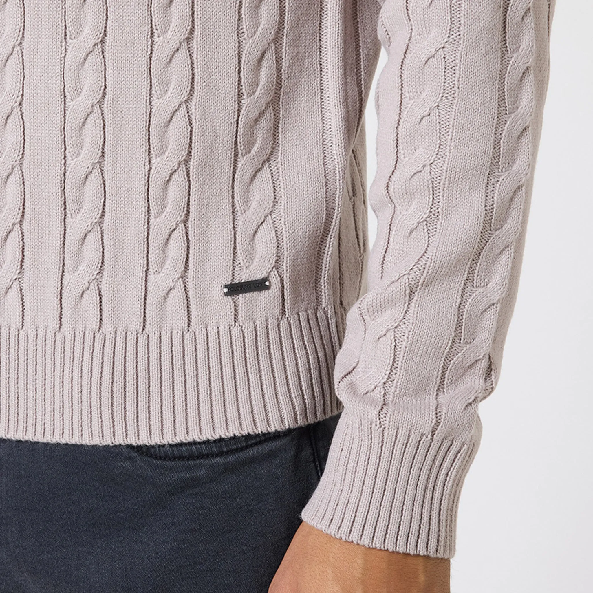 Cable Knit Crewneck Jumper | Sand