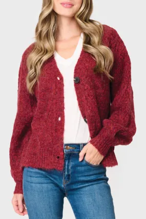 Cable Knit V-Neck Cardigan Sweater