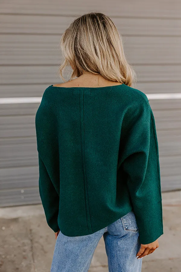 Cafe Social Knit Sweater Top in Hunter Green