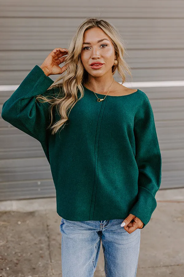 Cafe Social Knit Sweater Top in Hunter Green