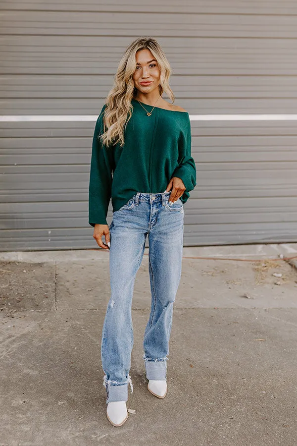 Cafe Social Knit Sweater Top in Hunter Green