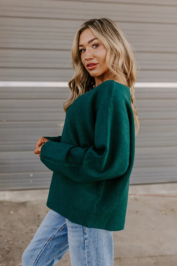 Cafe Social Knit Sweater Top in Hunter Green