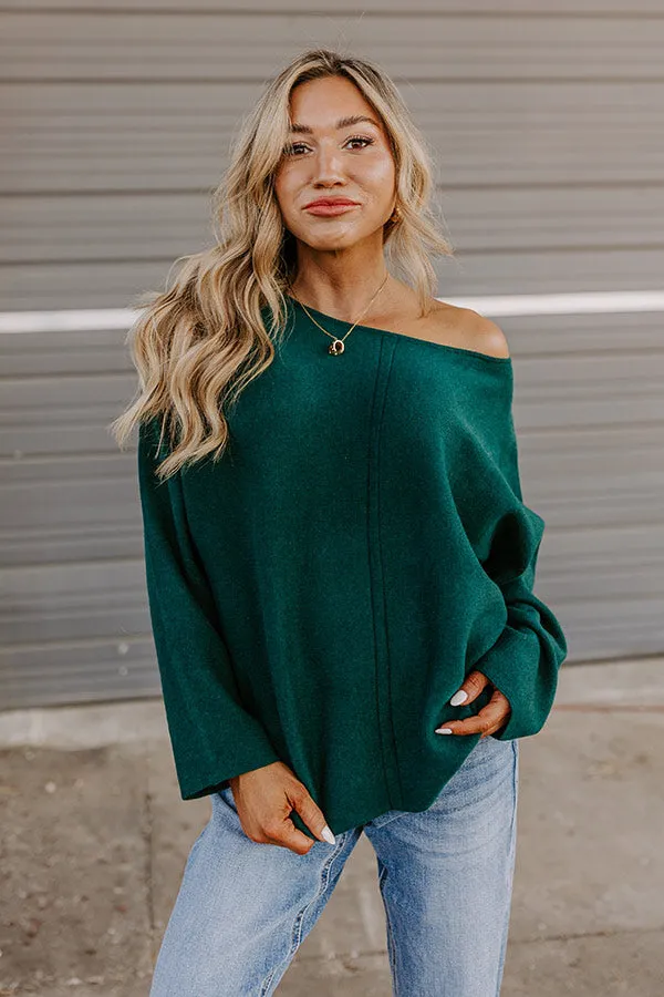 Cafe Social Knit Sweater Top in Hunter Green