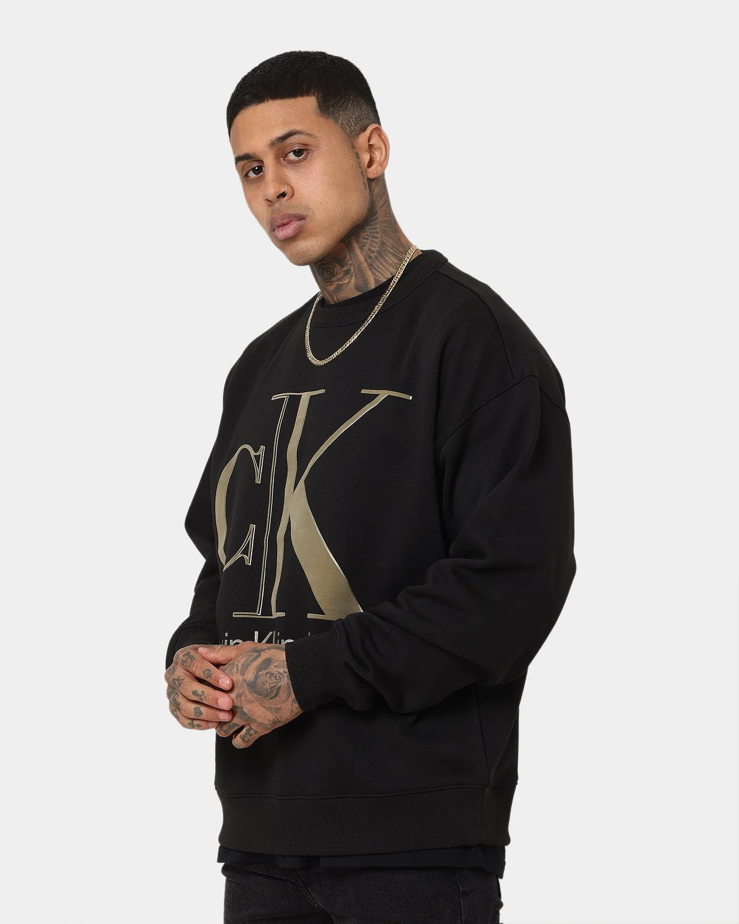 Calvin Klein High Shine CK Institution Crewneck Ck Black