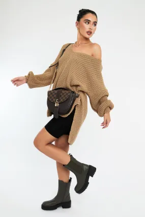 Camel Knit Oversized Jumper - Darci