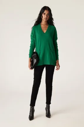 Cashwool V Jumper - Green