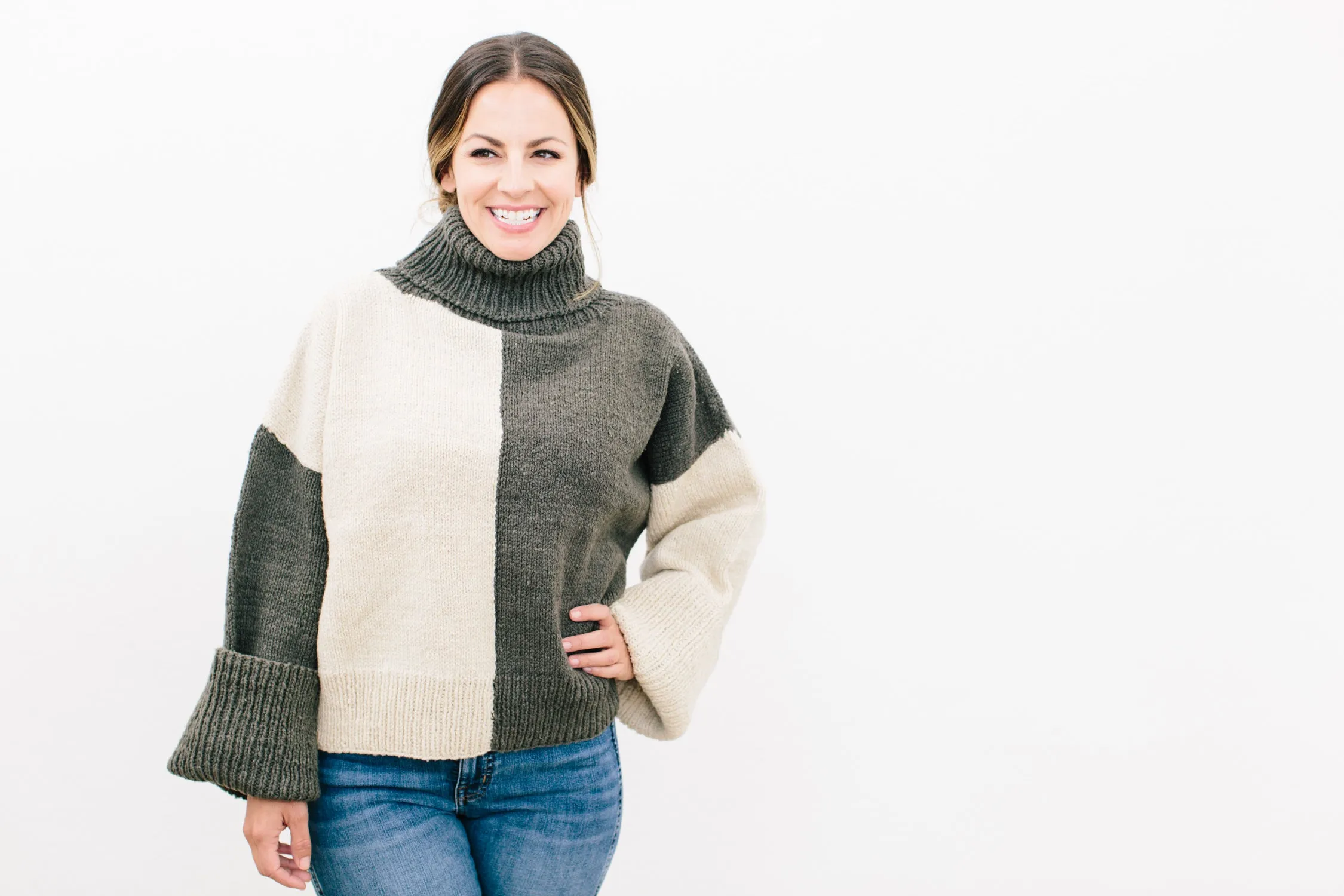 Catherine Color-Block Pullover in Organic Merino