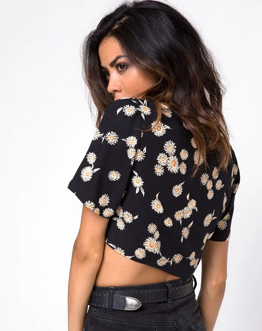 Cavazza Crop Top in Grunge Daisy Floral