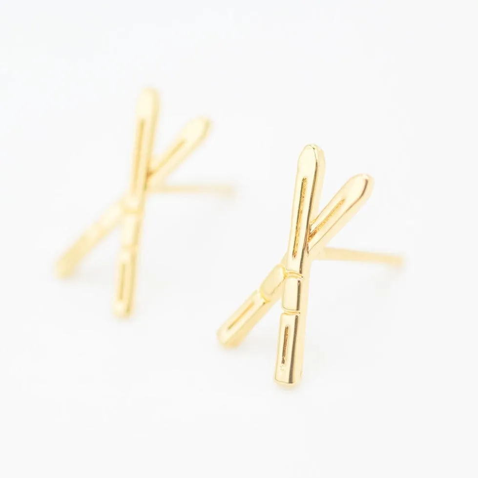 CC Sport Gold Ski Earrings