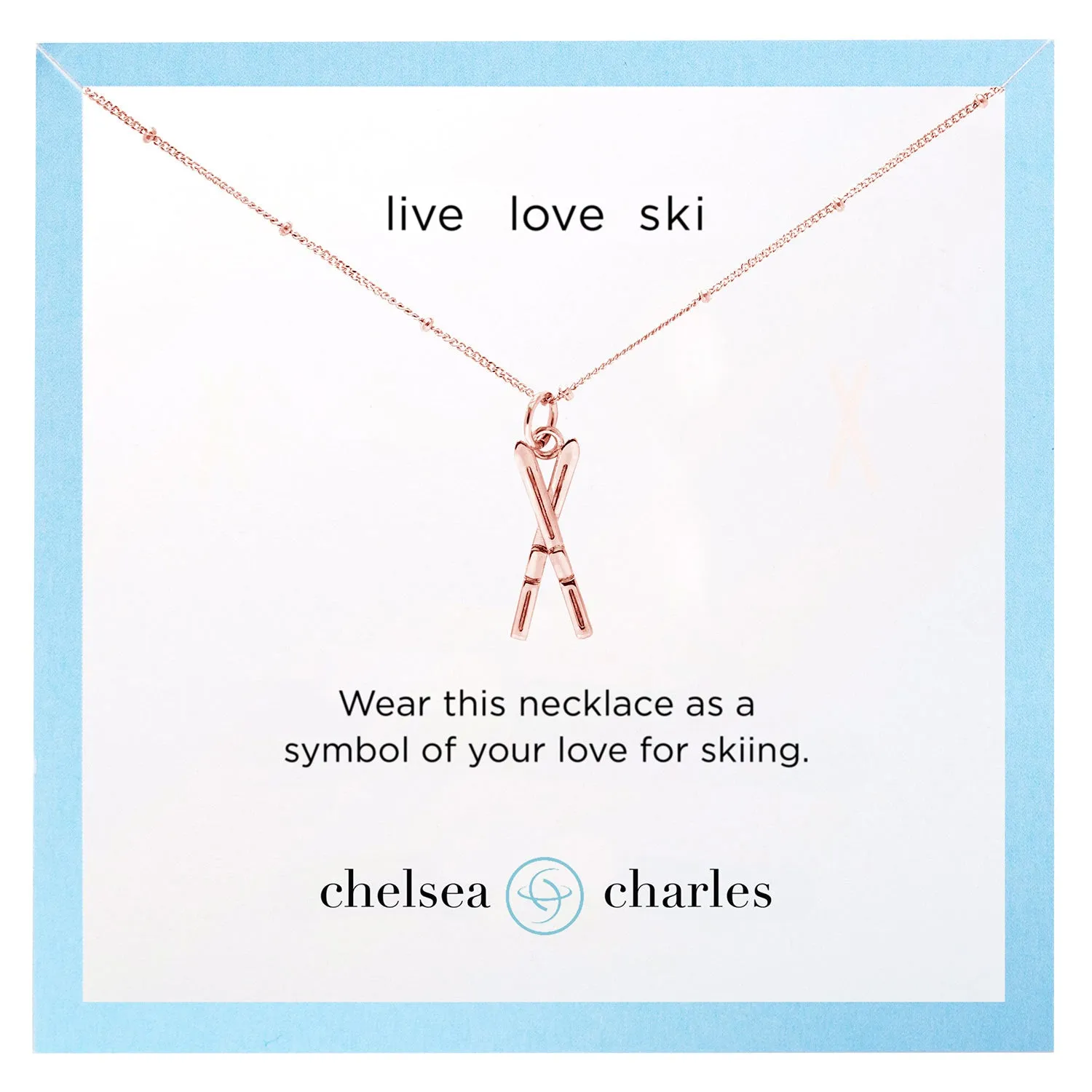 CC Sport Rose Gold Ski Charm Necklace