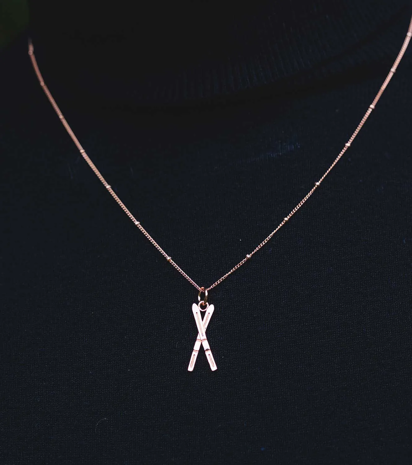 CC Sport Rose Gold Ski Necklace and Earrings Gift Set