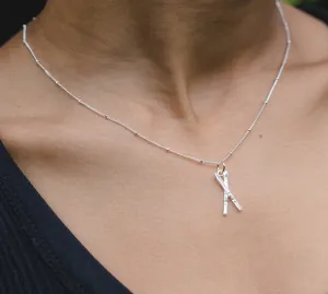 CC Sport Silver Ski Charm Necklace