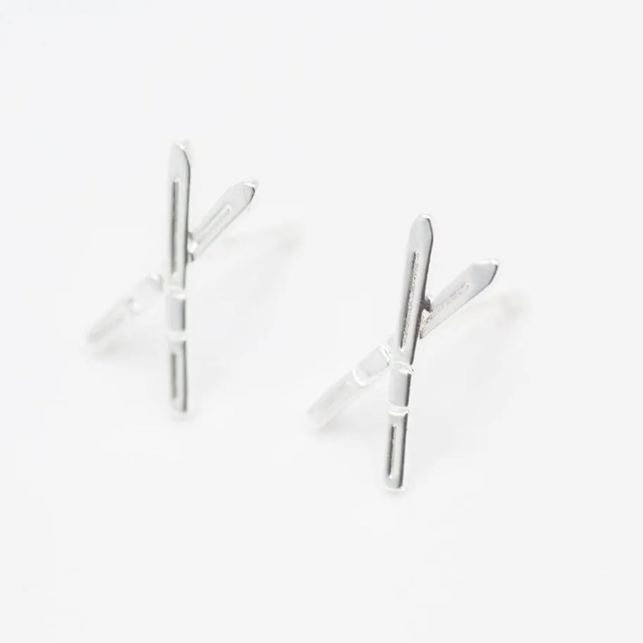 CC Sport Silver Ski Earrings