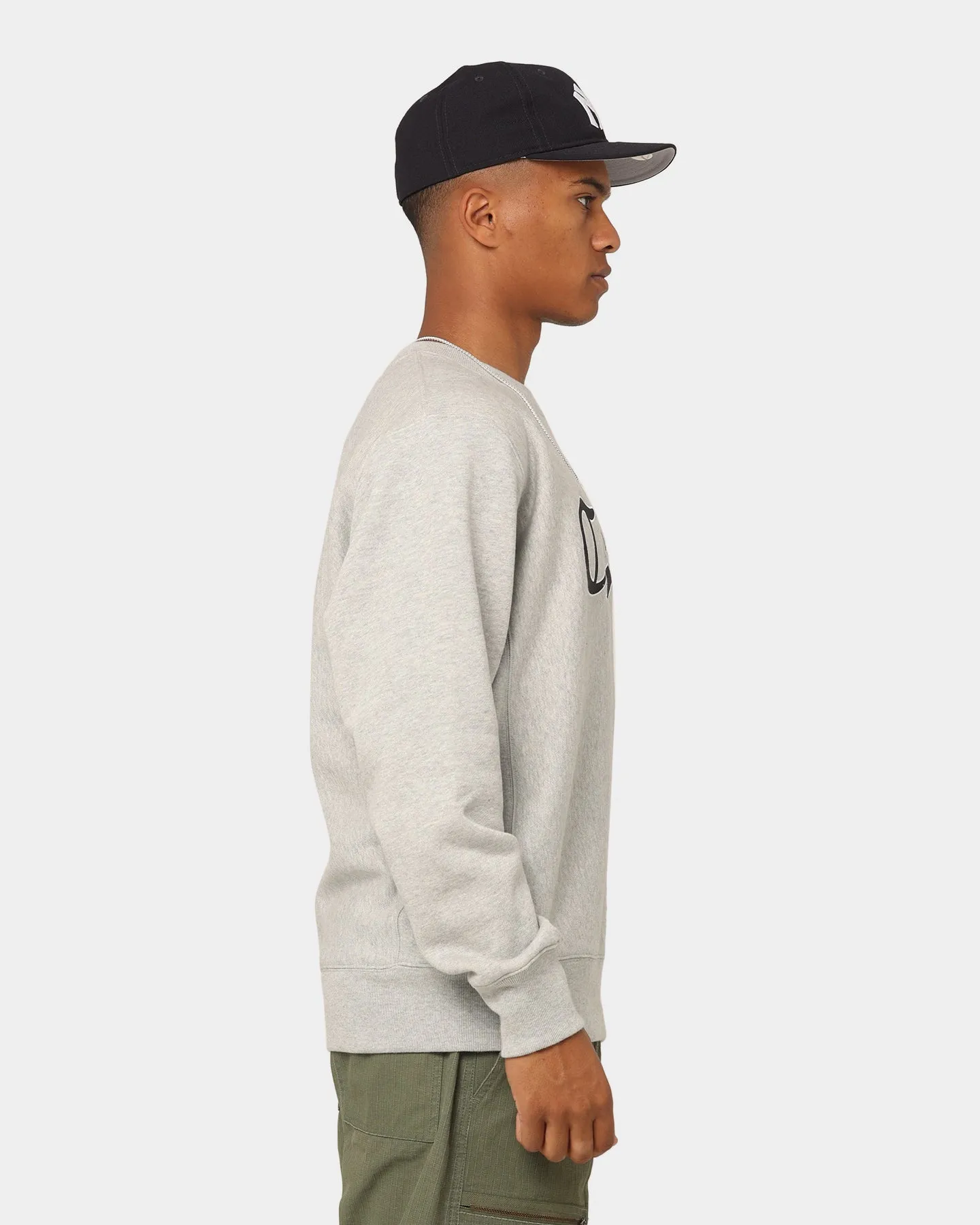 Champion Reverse Weave Cursive Logo Crewneck Oxford Heather