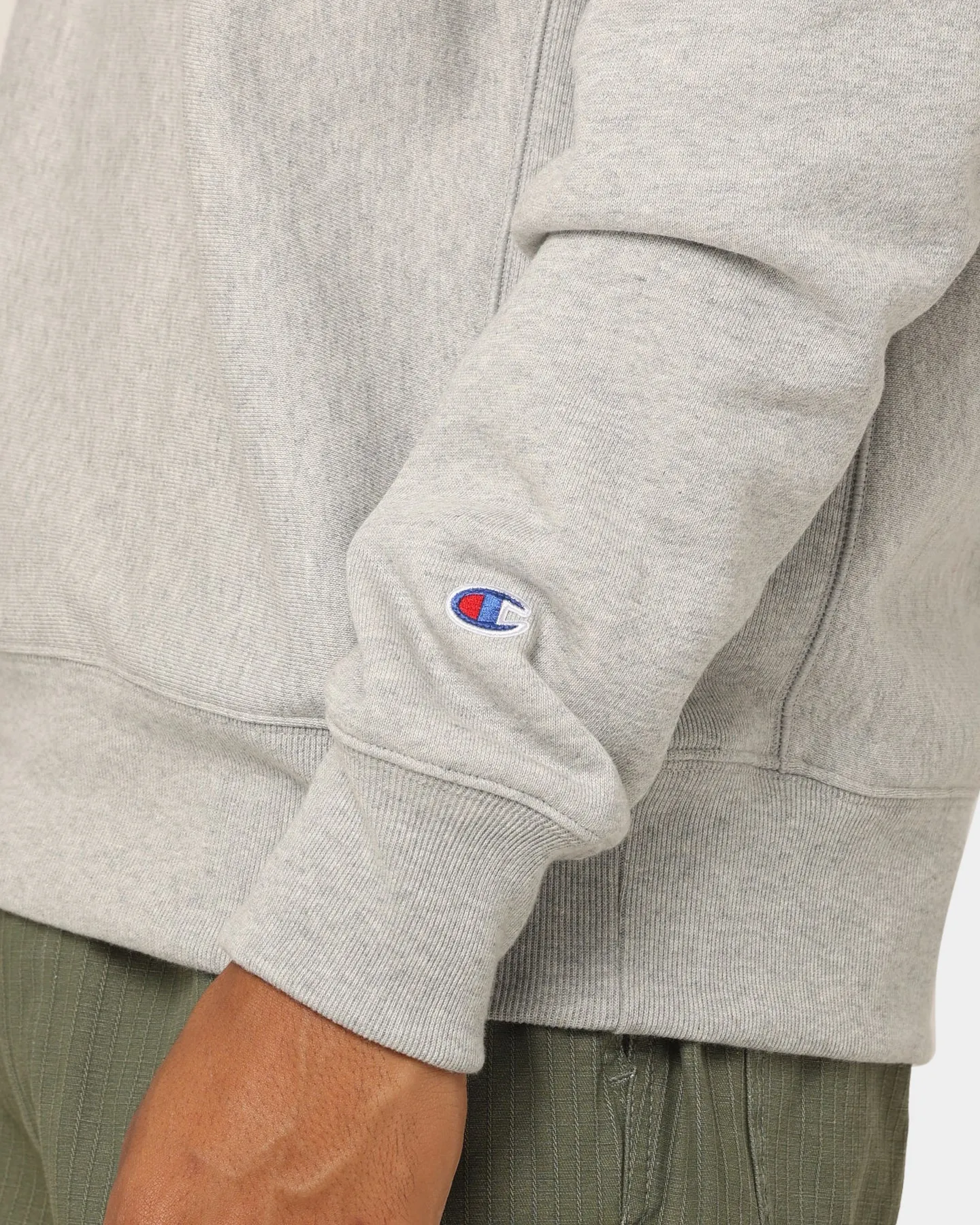 Champion Reverse Weave Cursive Logo Crewneck Oxford Heather