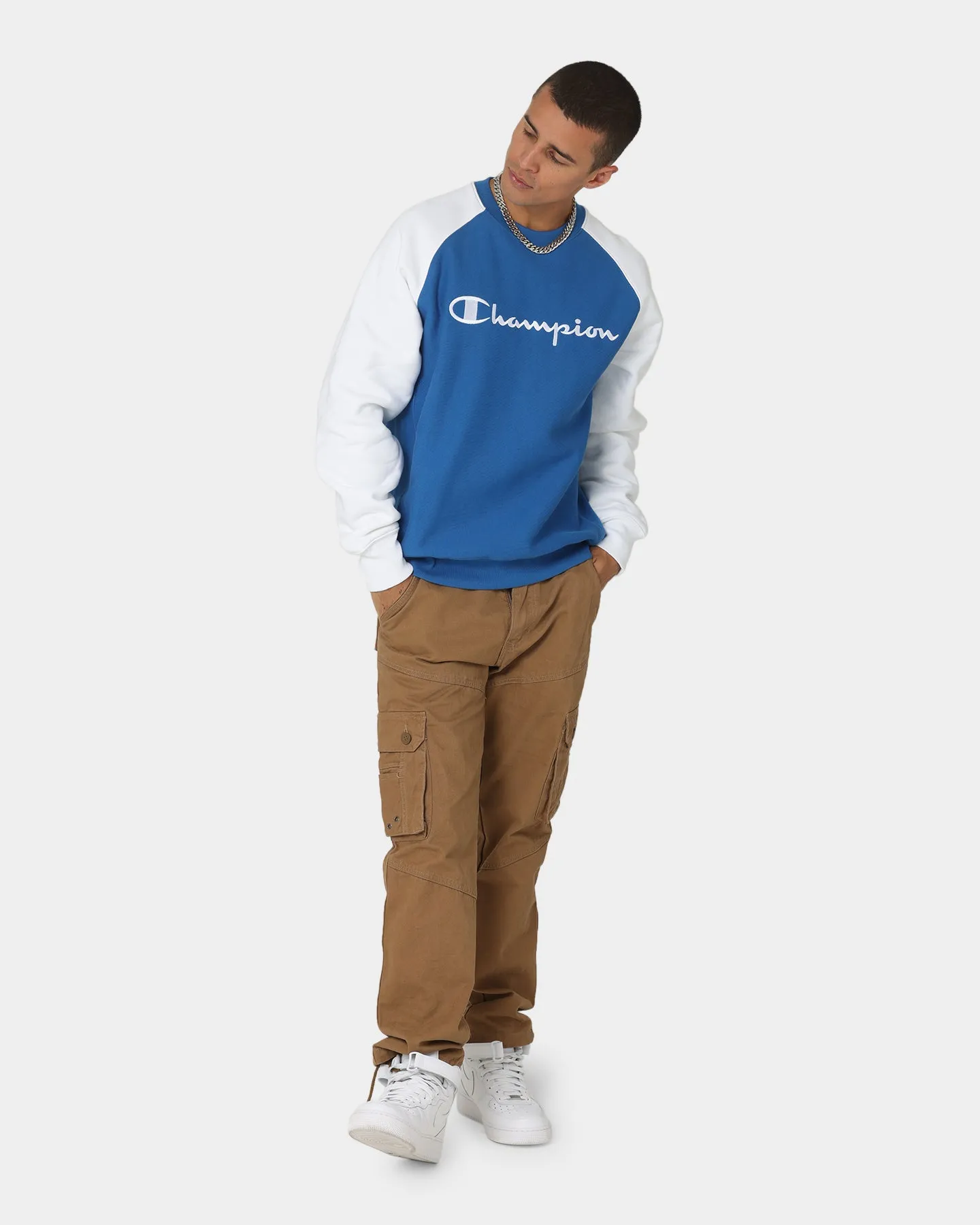 Champion Reverse Weave Raglan Crew Living In Blue