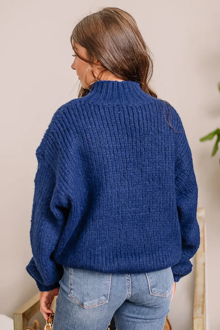 Chilly Days Oversized Sweater | Cobalt