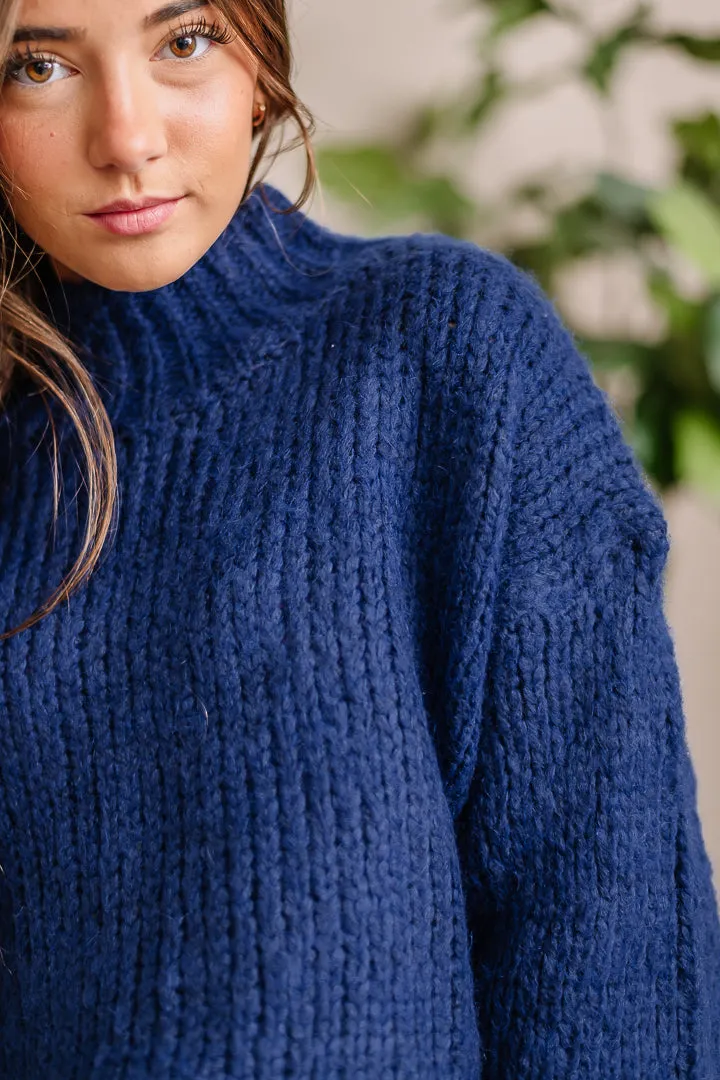 Chilly Days Oversized Sweater | Cobalt