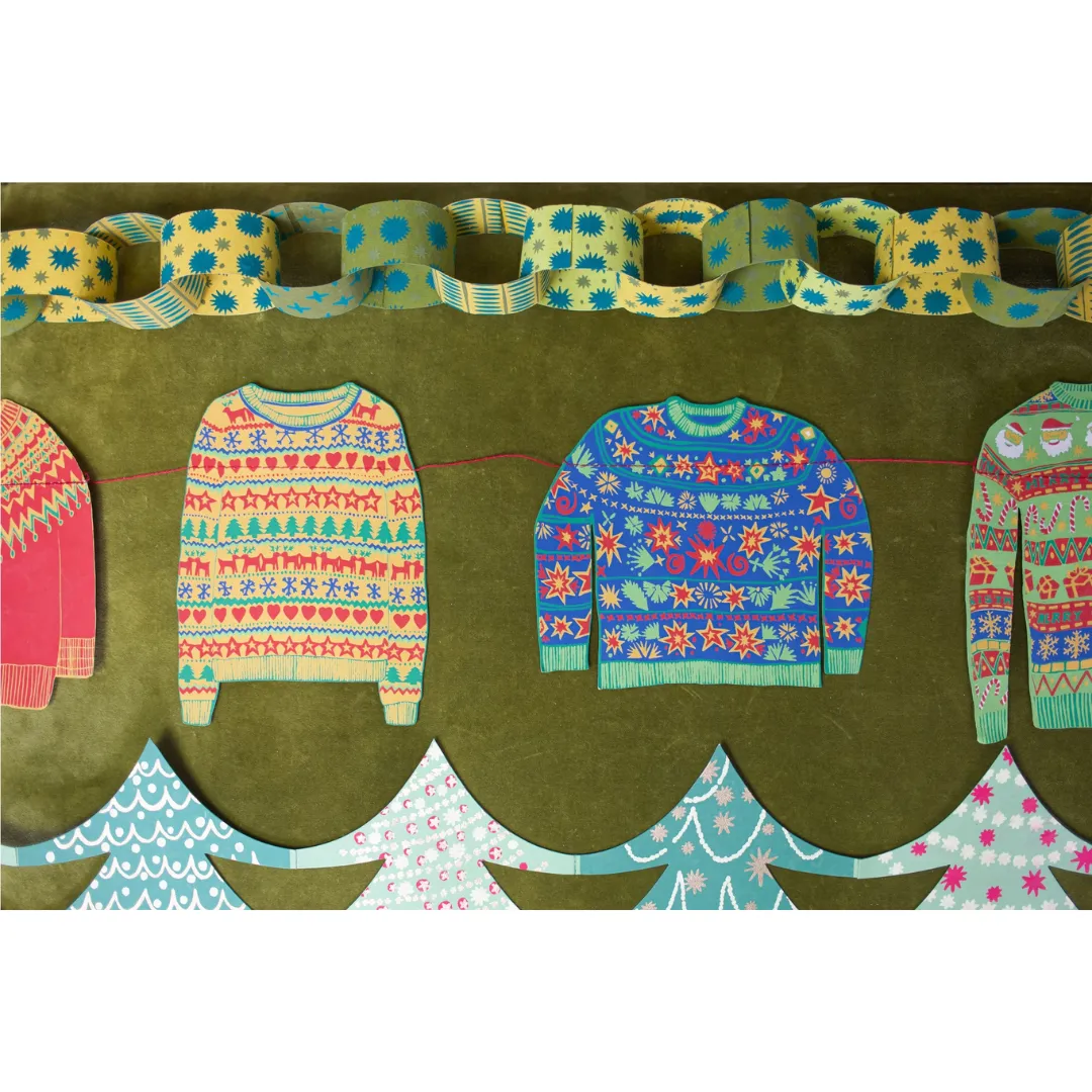 Christmas Jumpers Screen Printed Paper Garland