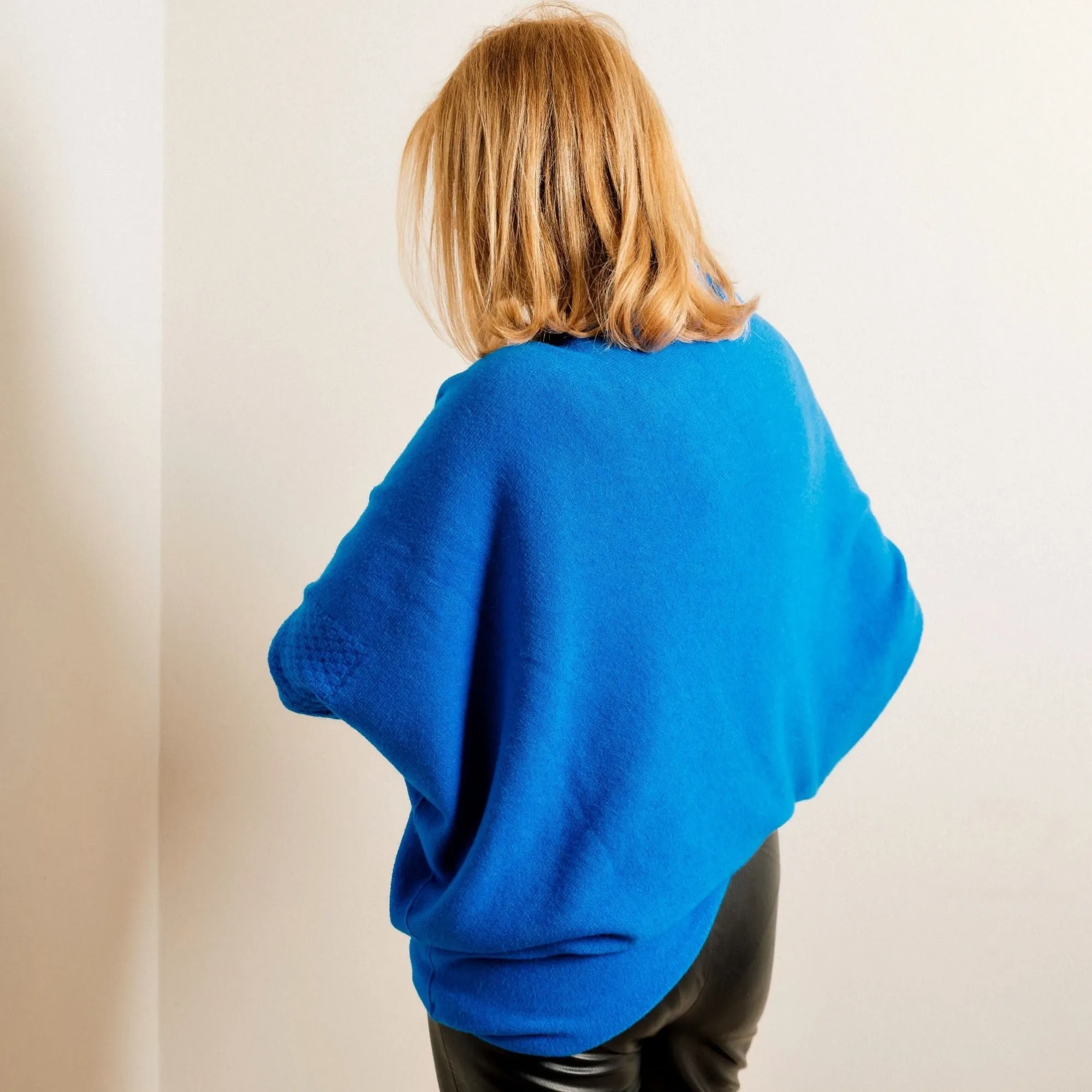 Cobalt Blue Supersoft Asymmetric Fine Knit Easy Wear Jumper