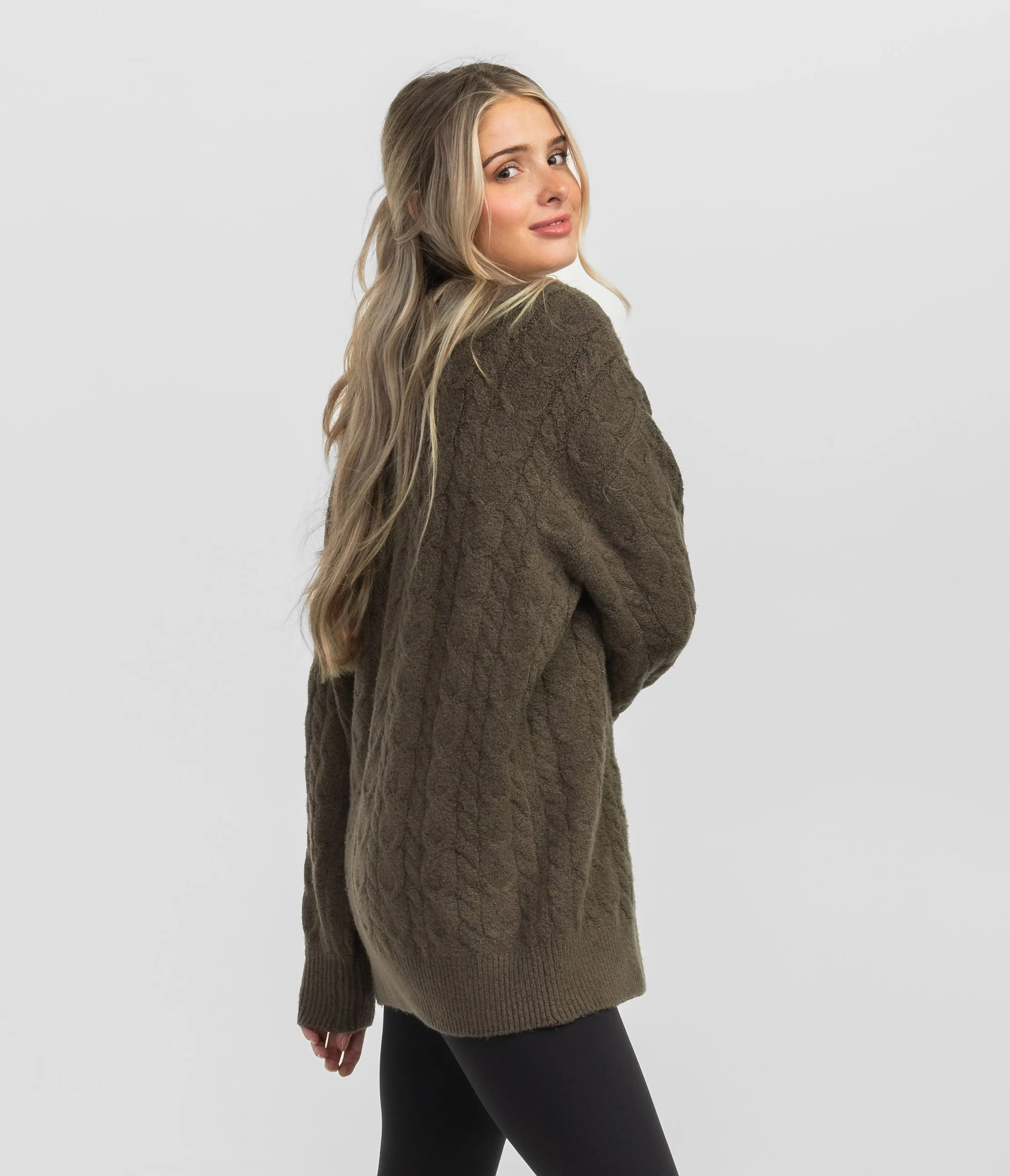 Comfy Cozy Cable Sweater - Deep Woods