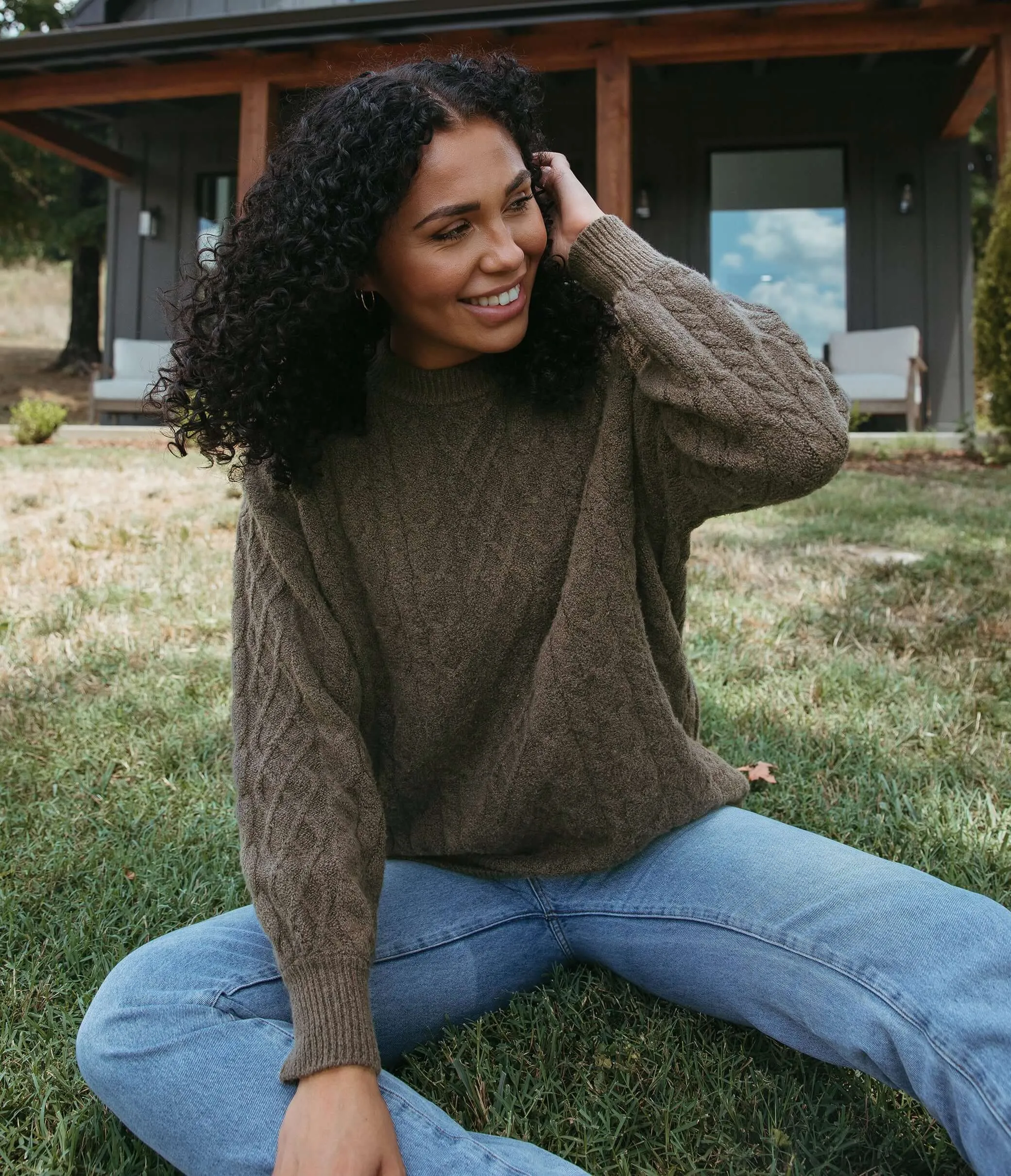 Comfy Cozy Cable Sweater - Deep Woods