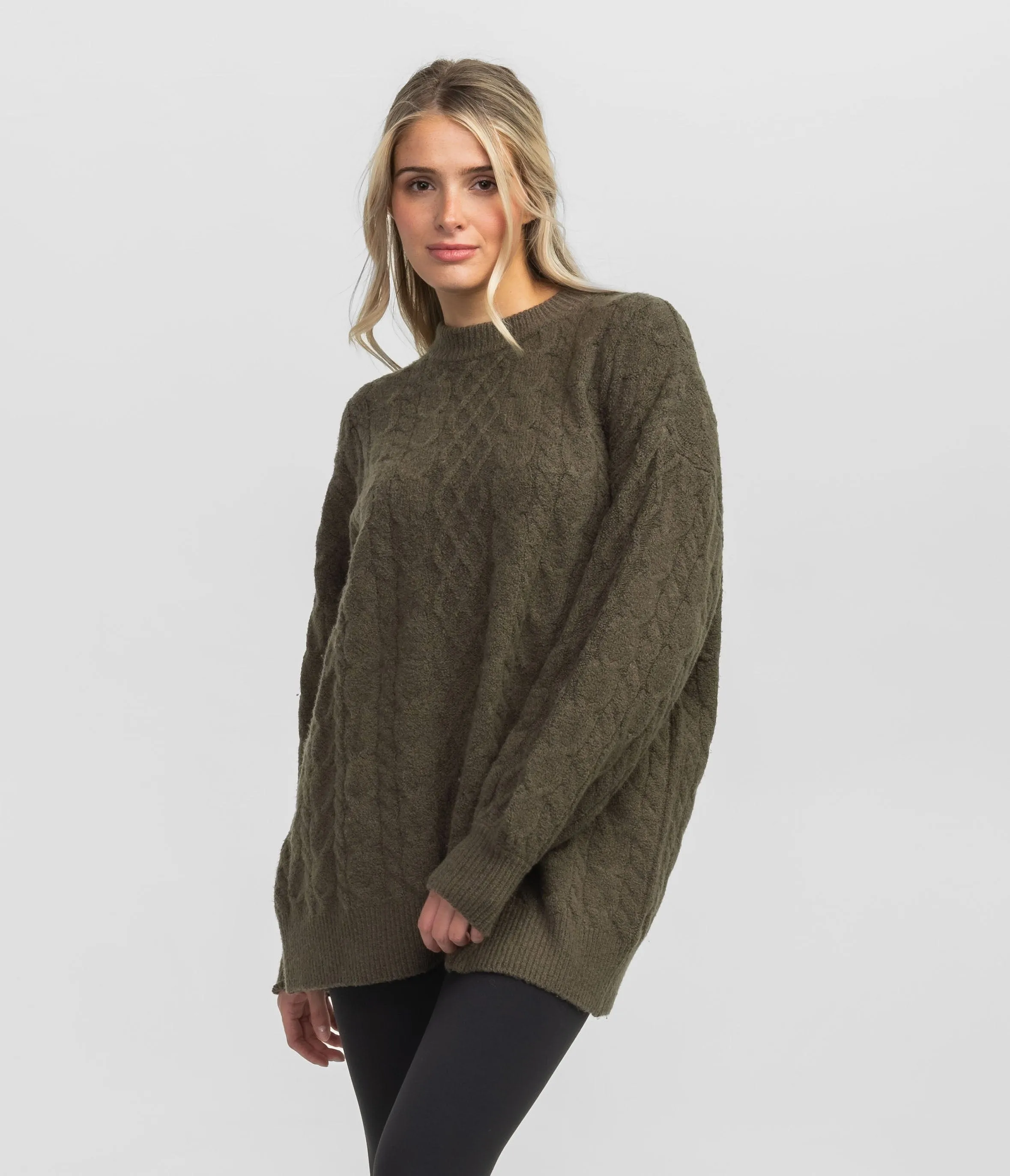 Comfy Cozy Cable Sweater - Deep Woods