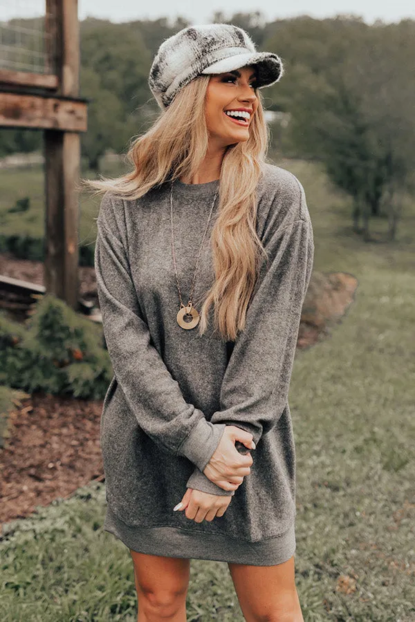 Cozy Memories Sweater Dress In Charcoal