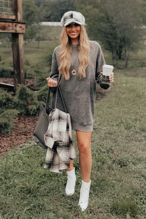 Cozy Memories Sweater Dress In Charcoal