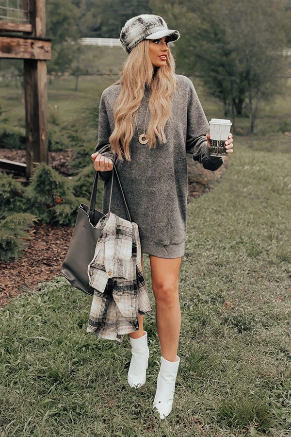 Cozy Memories Sweater Dress In Charcoal