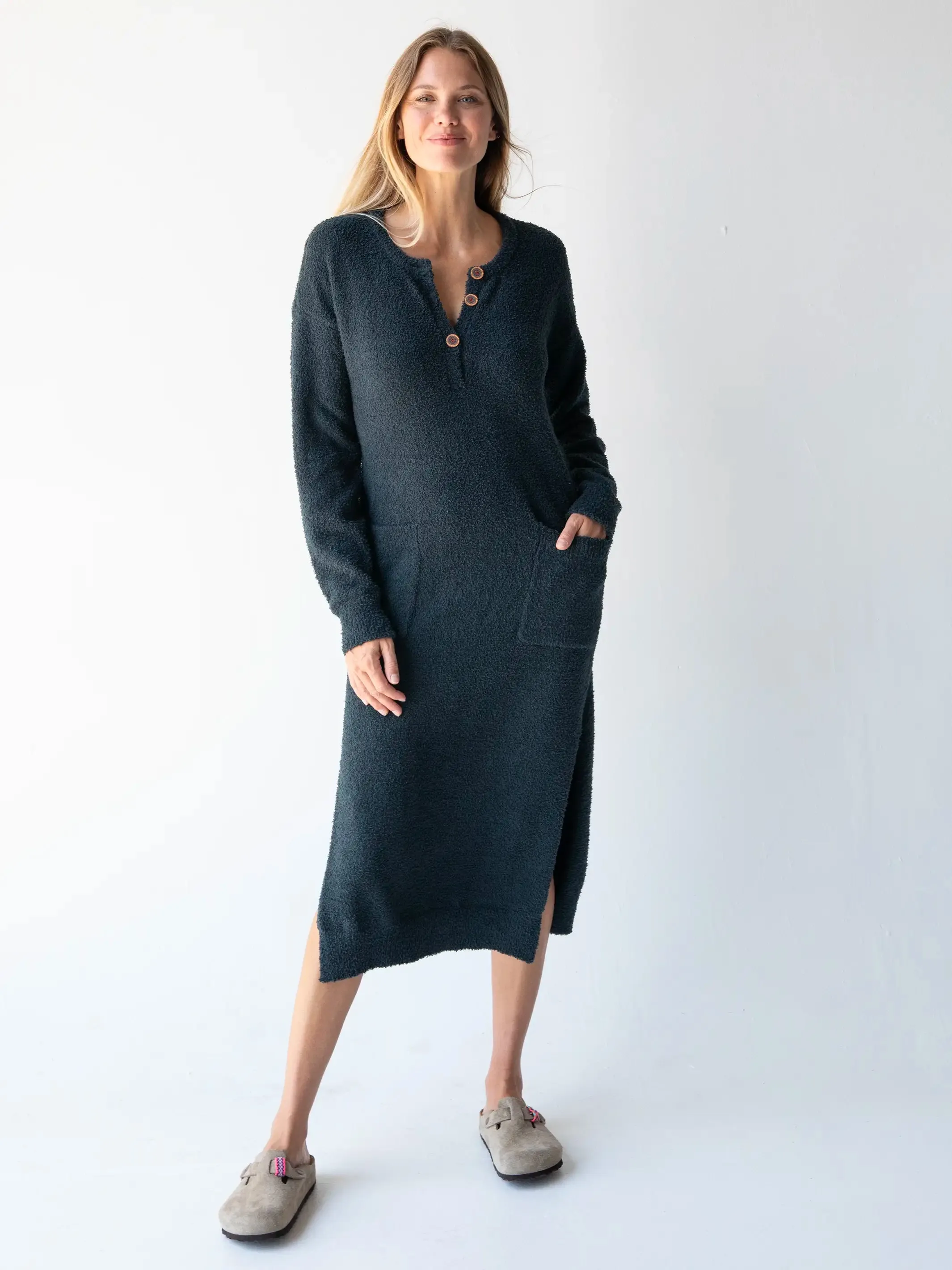 Cozy Up Midi Sweater Dress - Charcoal