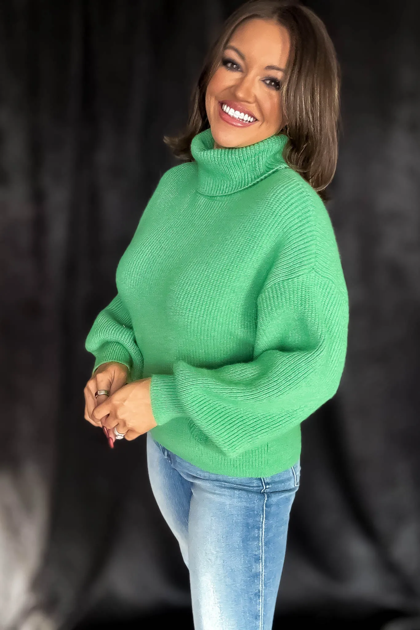 Cozy Vibes Emerald Turtle Neck Sweater