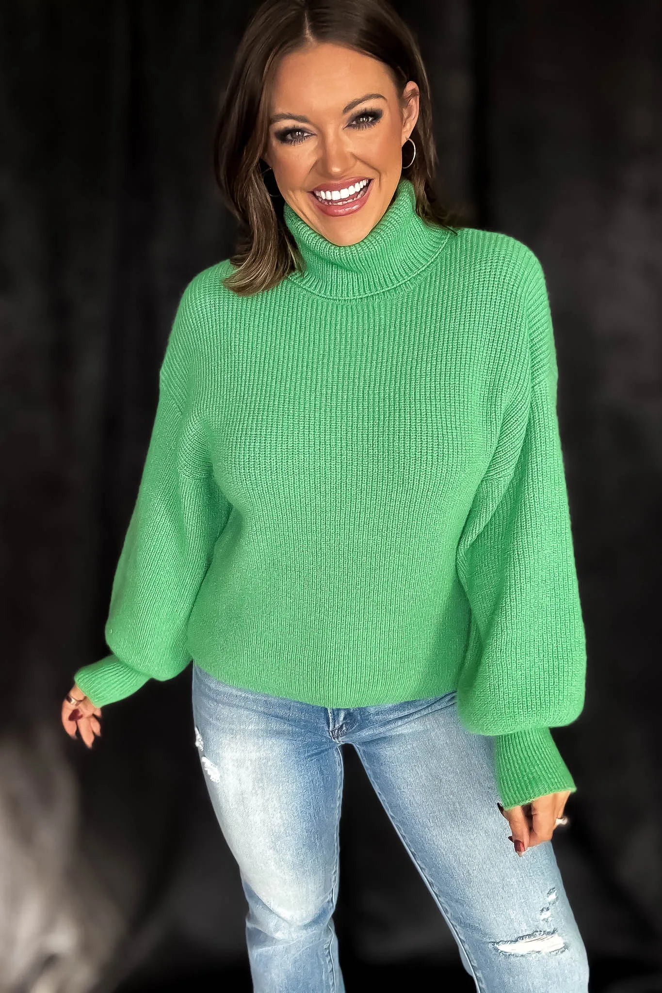 Cozy Vibes Emerald Turtle Neck Sweater