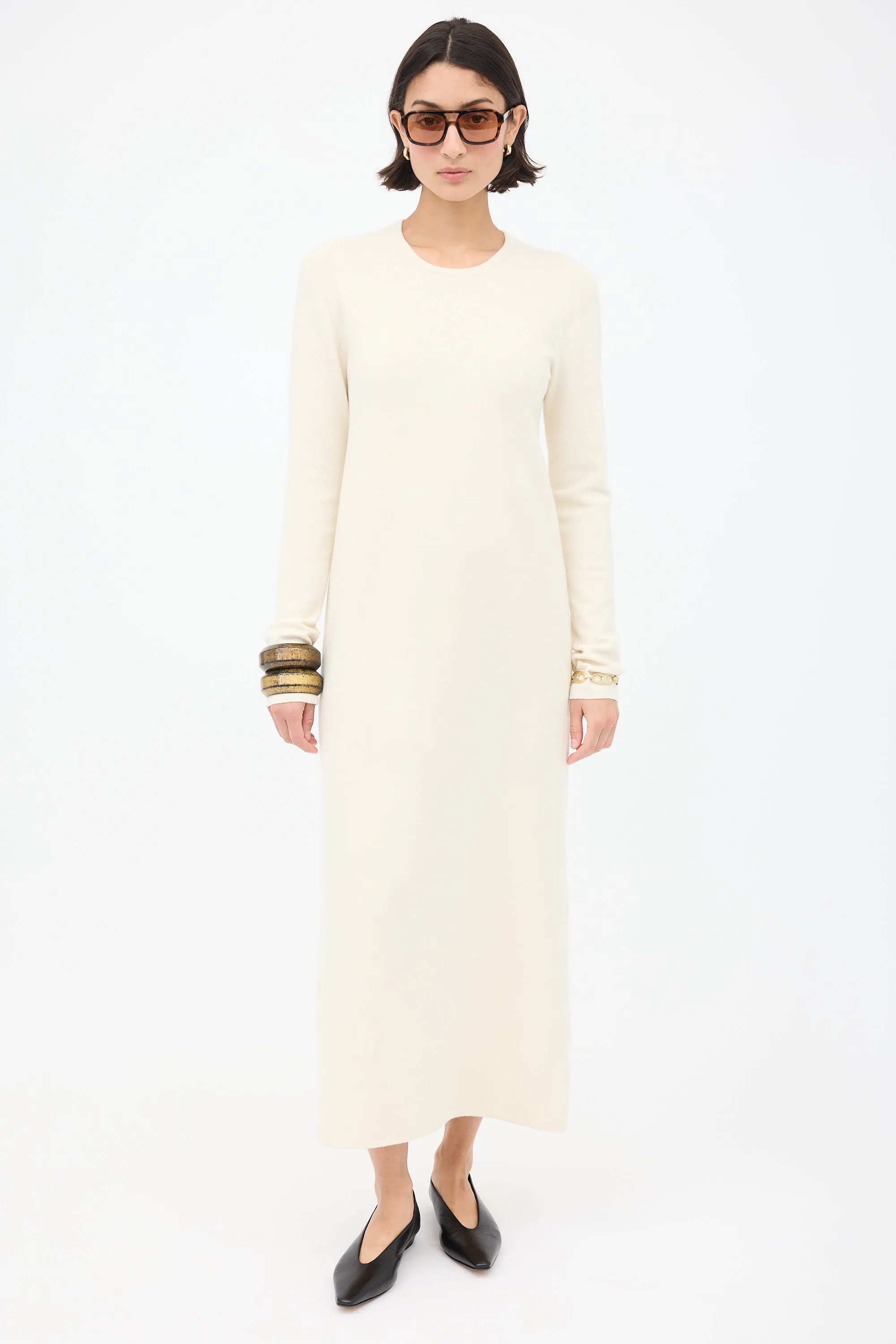 Cream Cashmere Sweater Dress