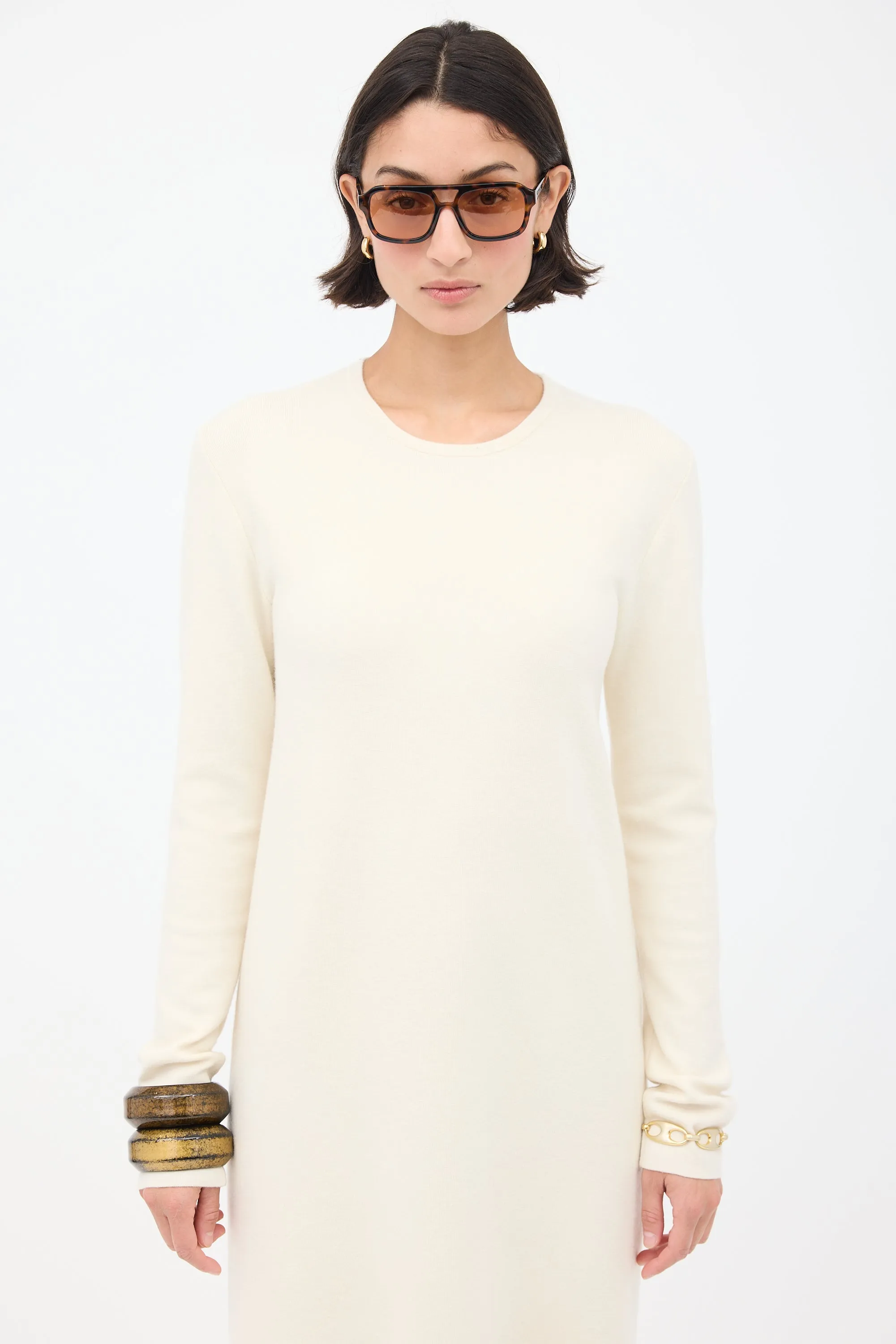 Cream Cashmere Sweater Dress