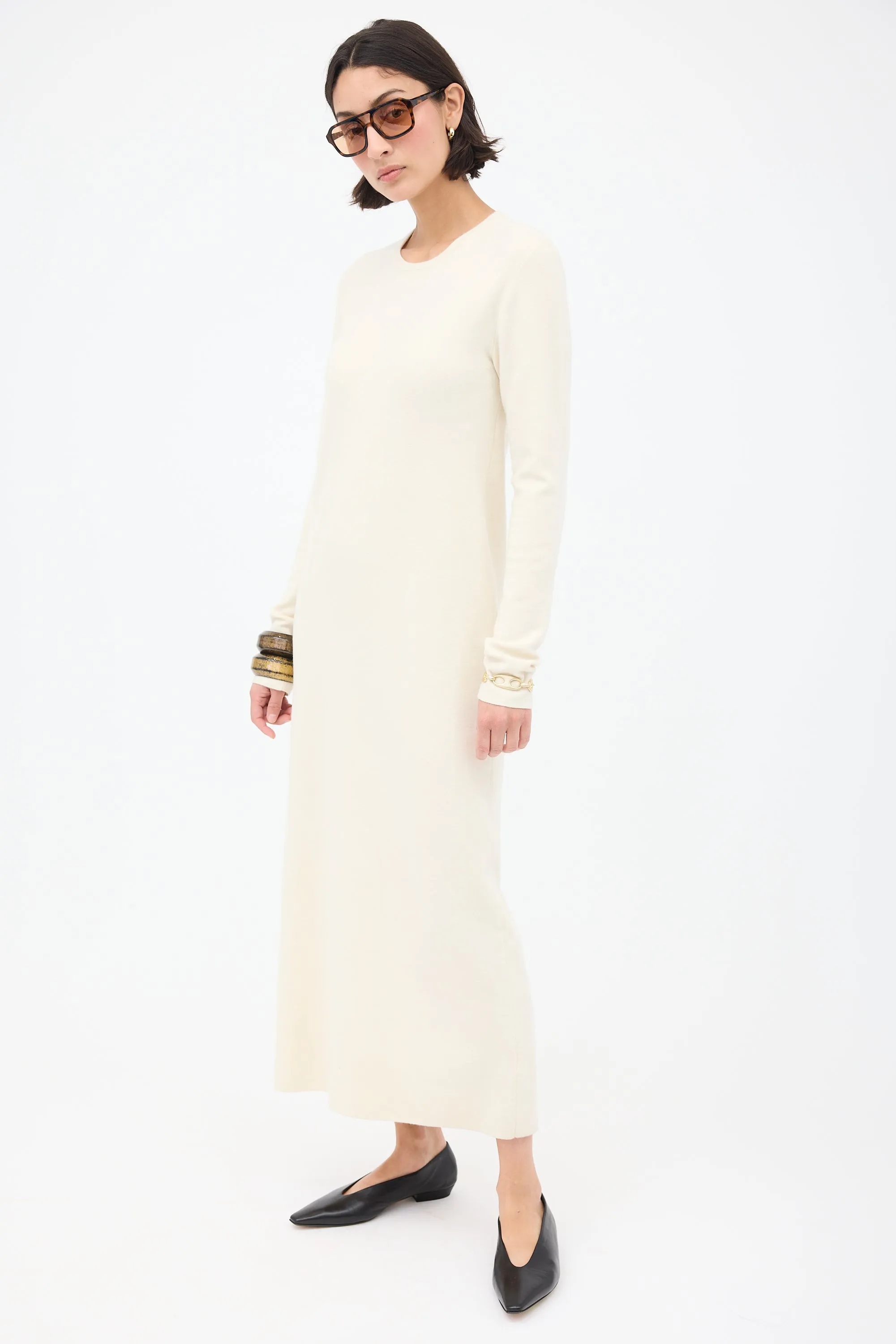 Cream Cashmere Sweater Dress