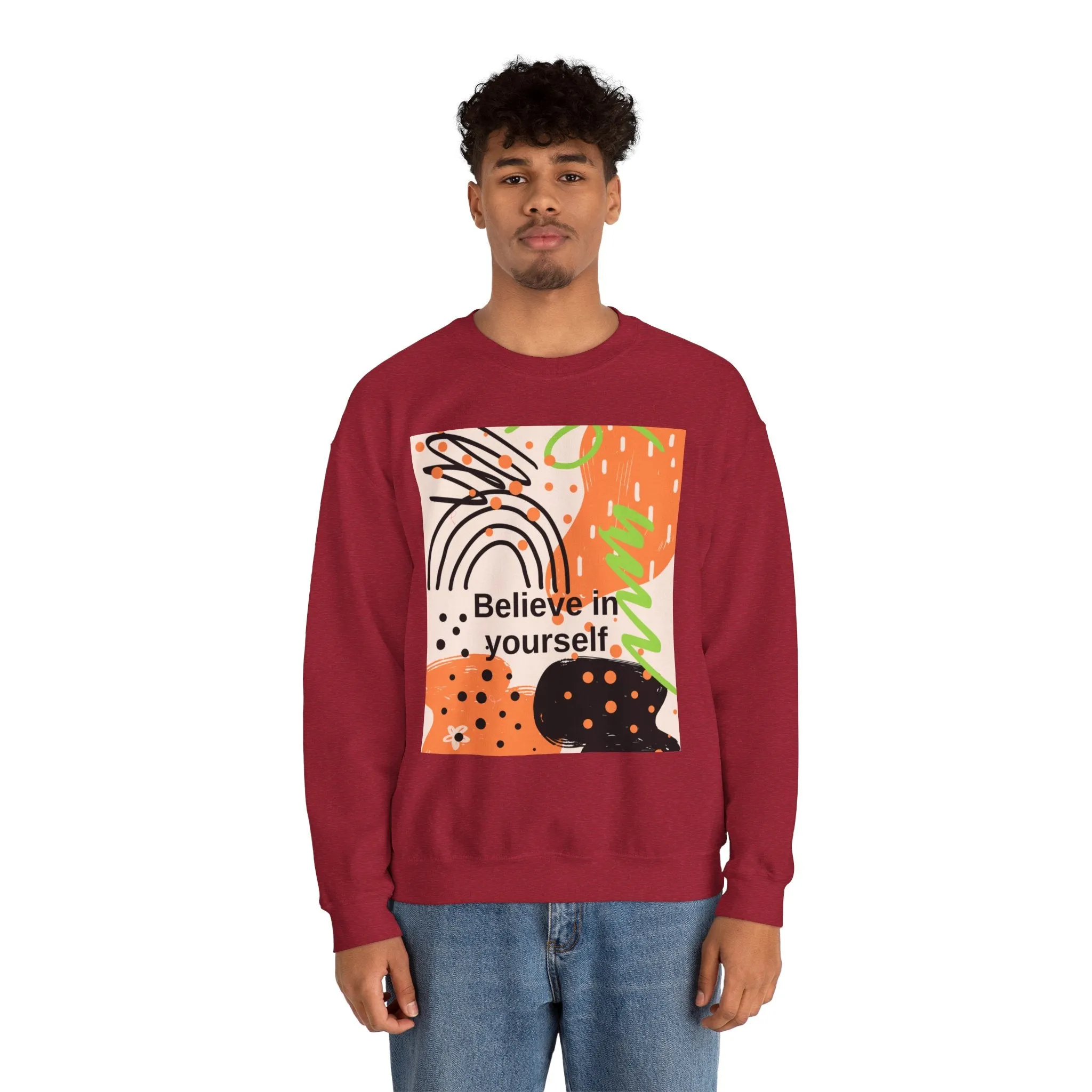 Crewneck Sweatshirt Believe in Yourself Abstract Design