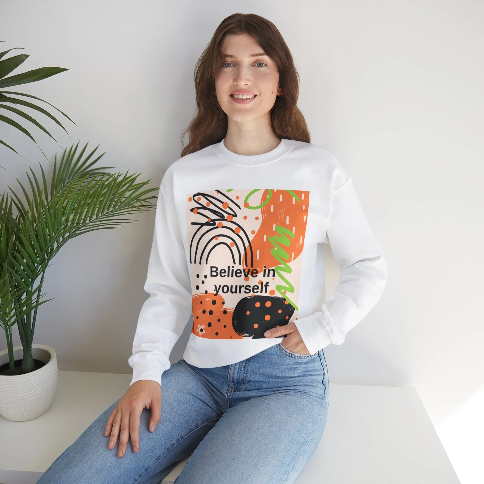 Crewneck Sweatshirt Believe in Yourself Abstract Design