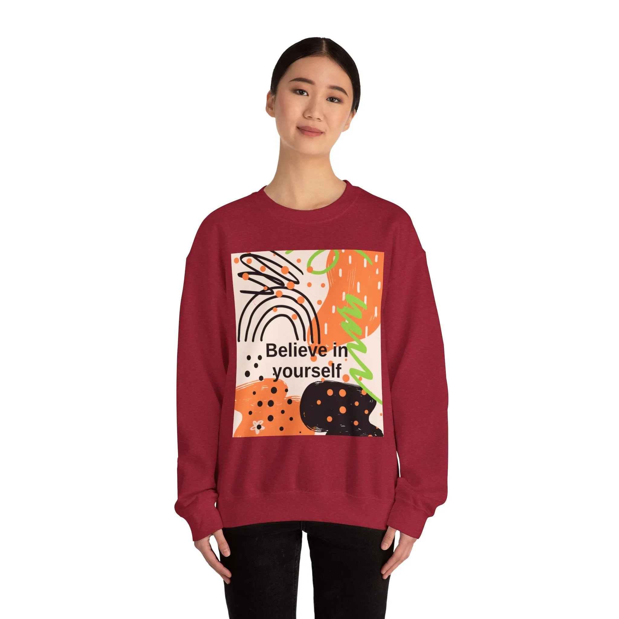 Crewneck Sweatshirt Believe in Yourself Abstract Design