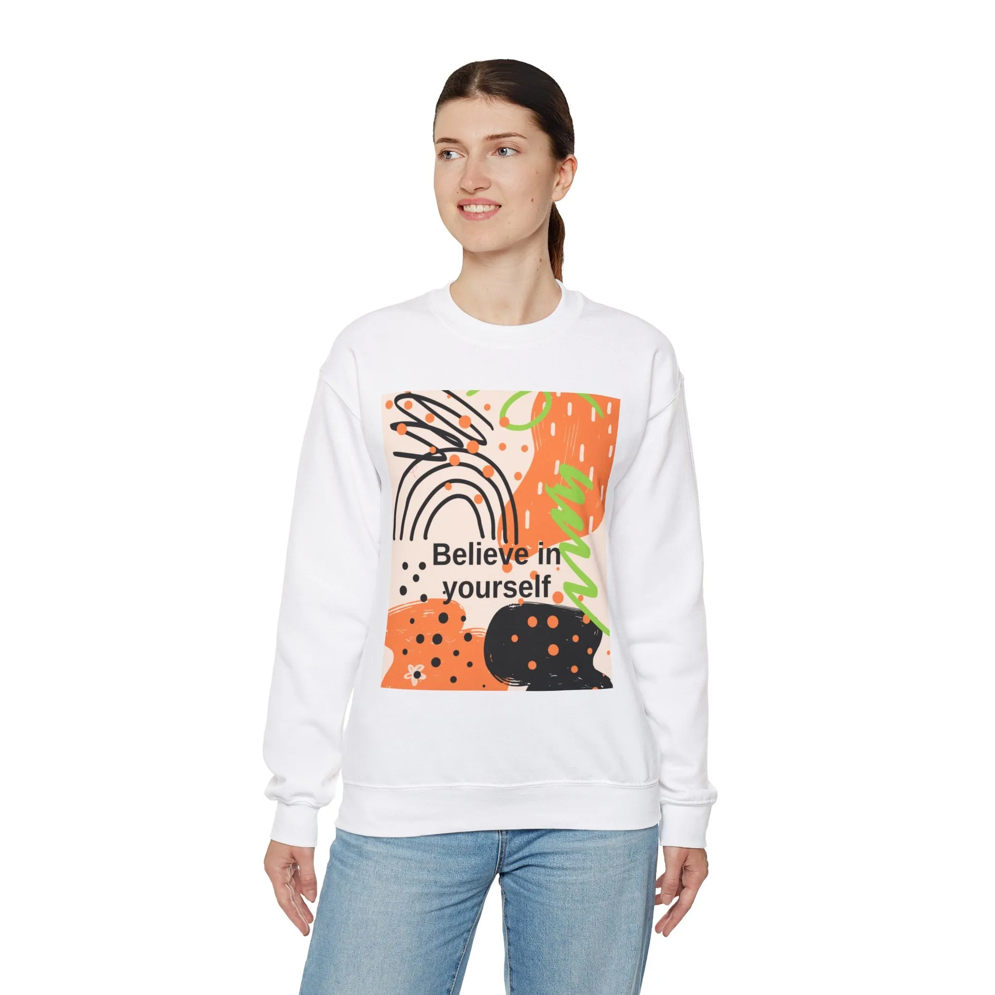 Crewneck Sweatshirt Believe in Yourself Abstract Design